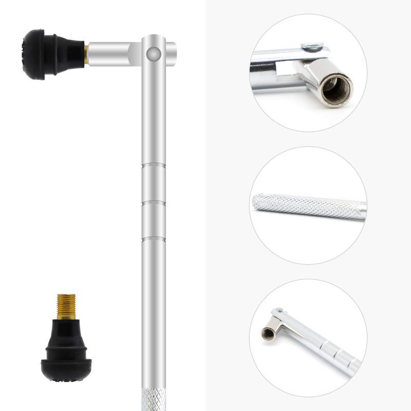 ZHSMS Valve Stem Puller Installer Tool, 10Pcs TR412 Tire Snap in Short Rubber Valve Stem, 4 Way Valve Core Remover, Double Head Tire Valve Core Remover Installer Tool(33 Pcs) - Image 2